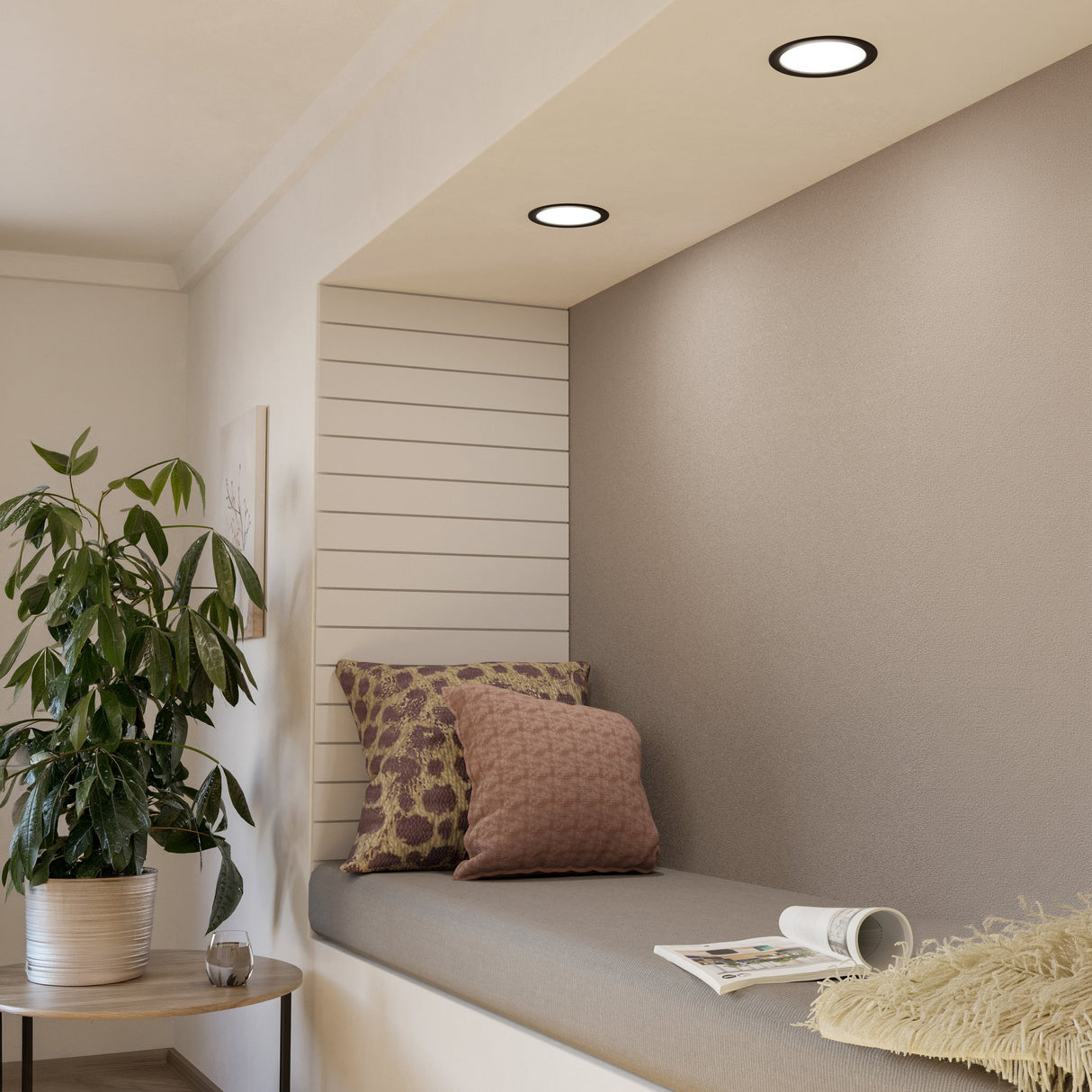 Eglo EU Fueva 5 LED Round Black Steel Recessed Light, 16.6cm