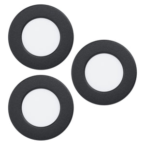 Eglo EU Fueva 5 Black LED Round Set of 3 Recessed Light, 8.6cm, 3000K