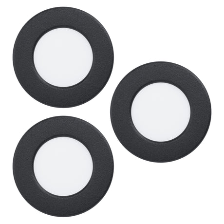 Eglo EU Fueva 5 Black LED Round Set of 3 Recessed Light, 8.6cm, 3000K