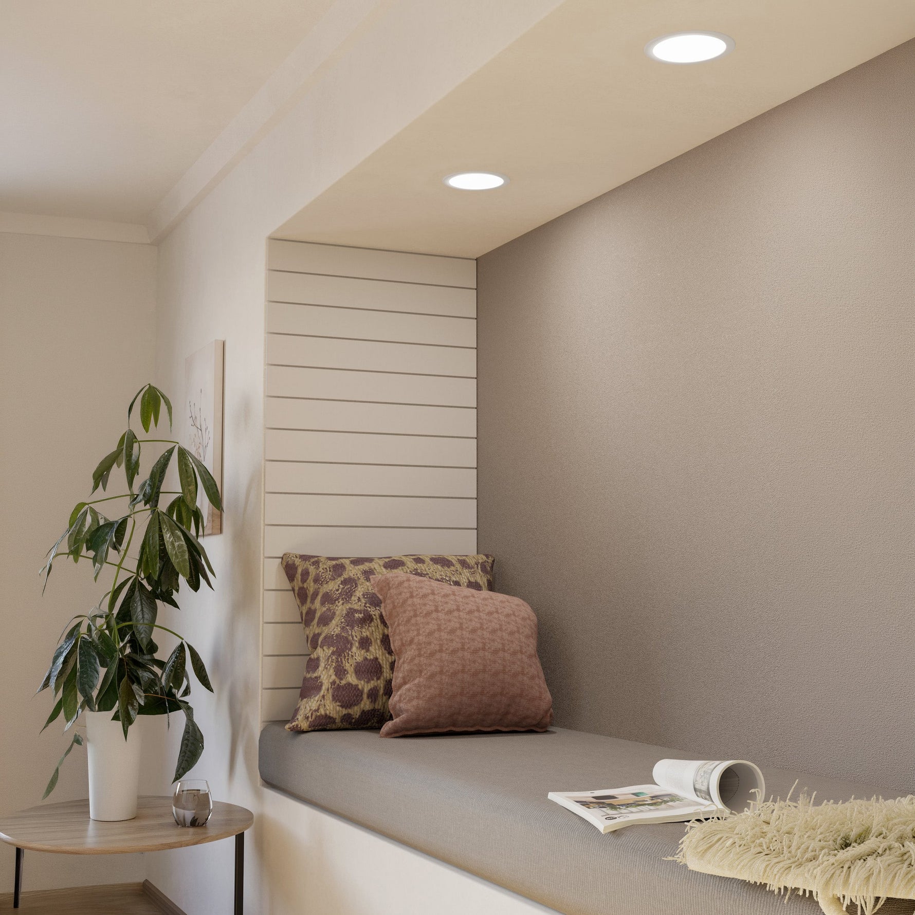 Eglo EU Fueva 5 LED Round Satin Nickel Steel Recessed Light, 16.6cm, 4000K product image - Endon Lighting from First Light Direct with great prices and fast UK delivery