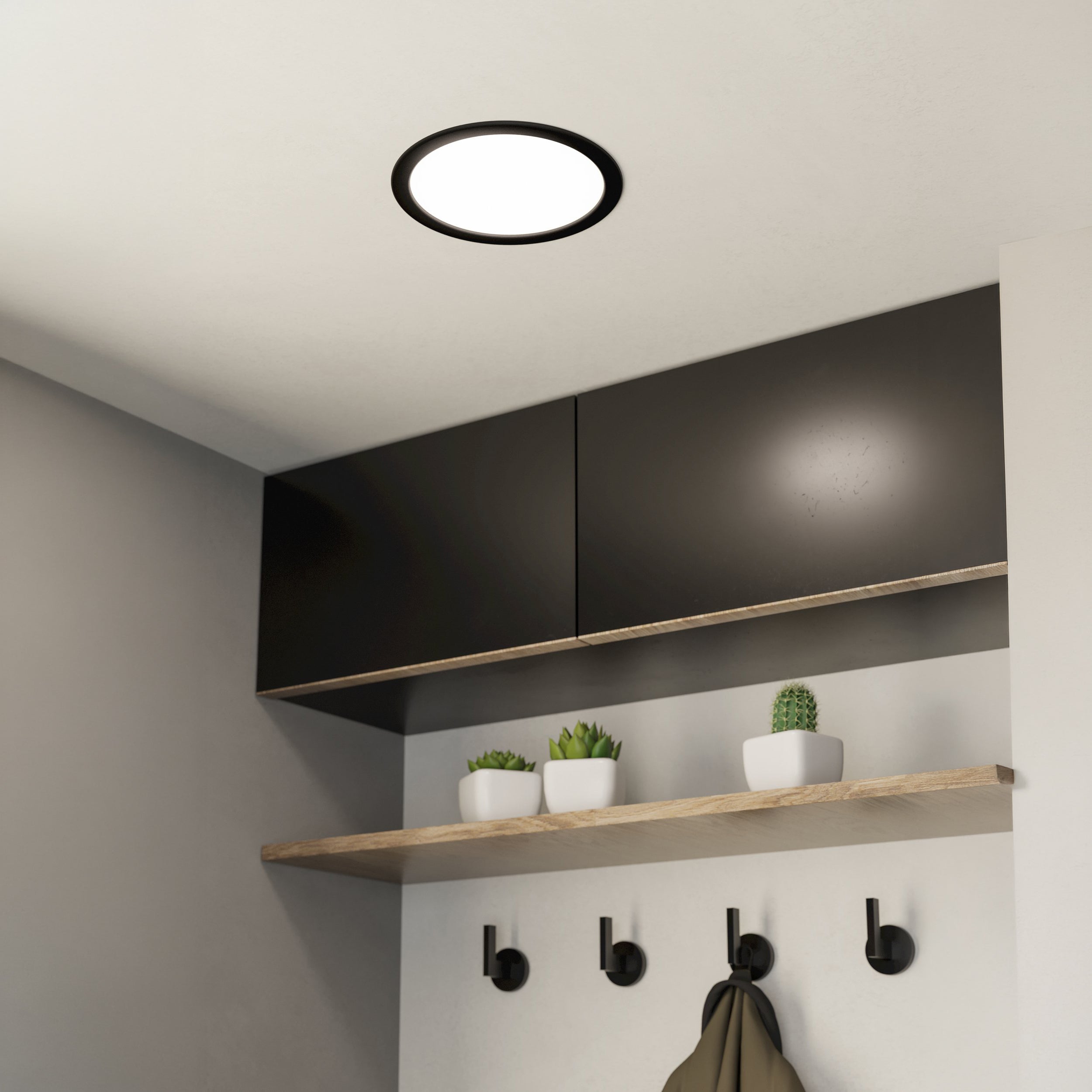 Eglo EU FUEVA?5 LED Recessed Light – Satin Nickel Steel, Warm White, Square Ceiling Downlight, Indoor Lighting