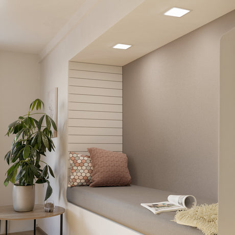 Eglo EU Fueva 5 LED Square White Steel Recessed Light, 16.6cm