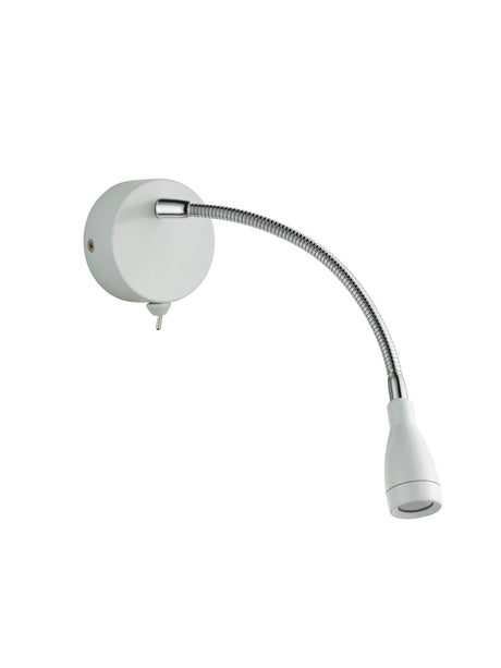 Searchlight Electric Flexy LED Adjustable Wall Light -Chrome & White Metal 9917WH
