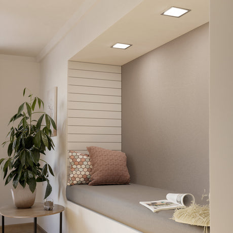 Eglo EU Fueva 5 LED Square Satin Nickel Steel Recessed Light, 16.6cm, 4000K