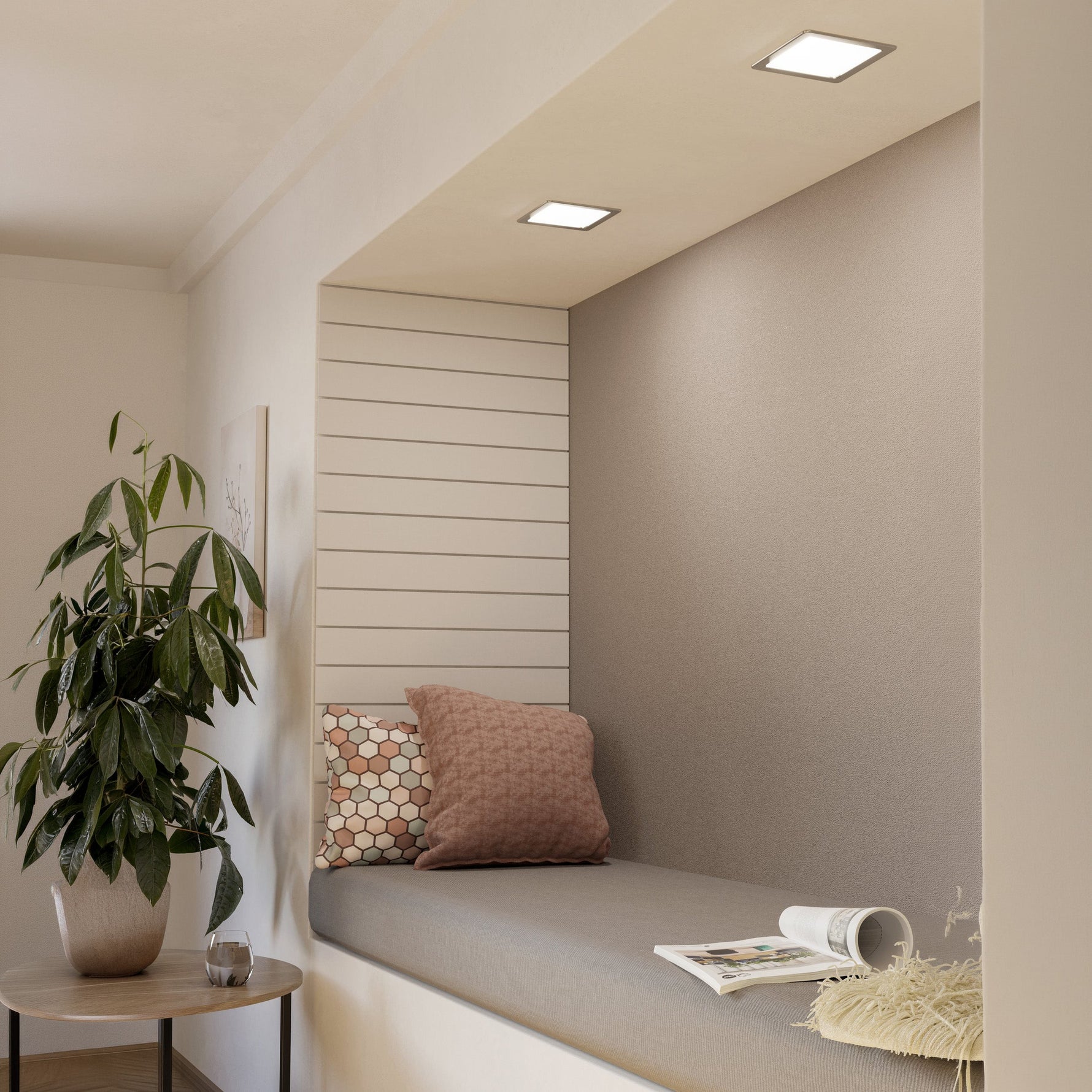 Eglo EU Fueva 5 LED Square Black Steel Recessed Light, 16.6cm, 4000K product image - Endon Lighting from First Light Direct with great prices and fast UK delivery