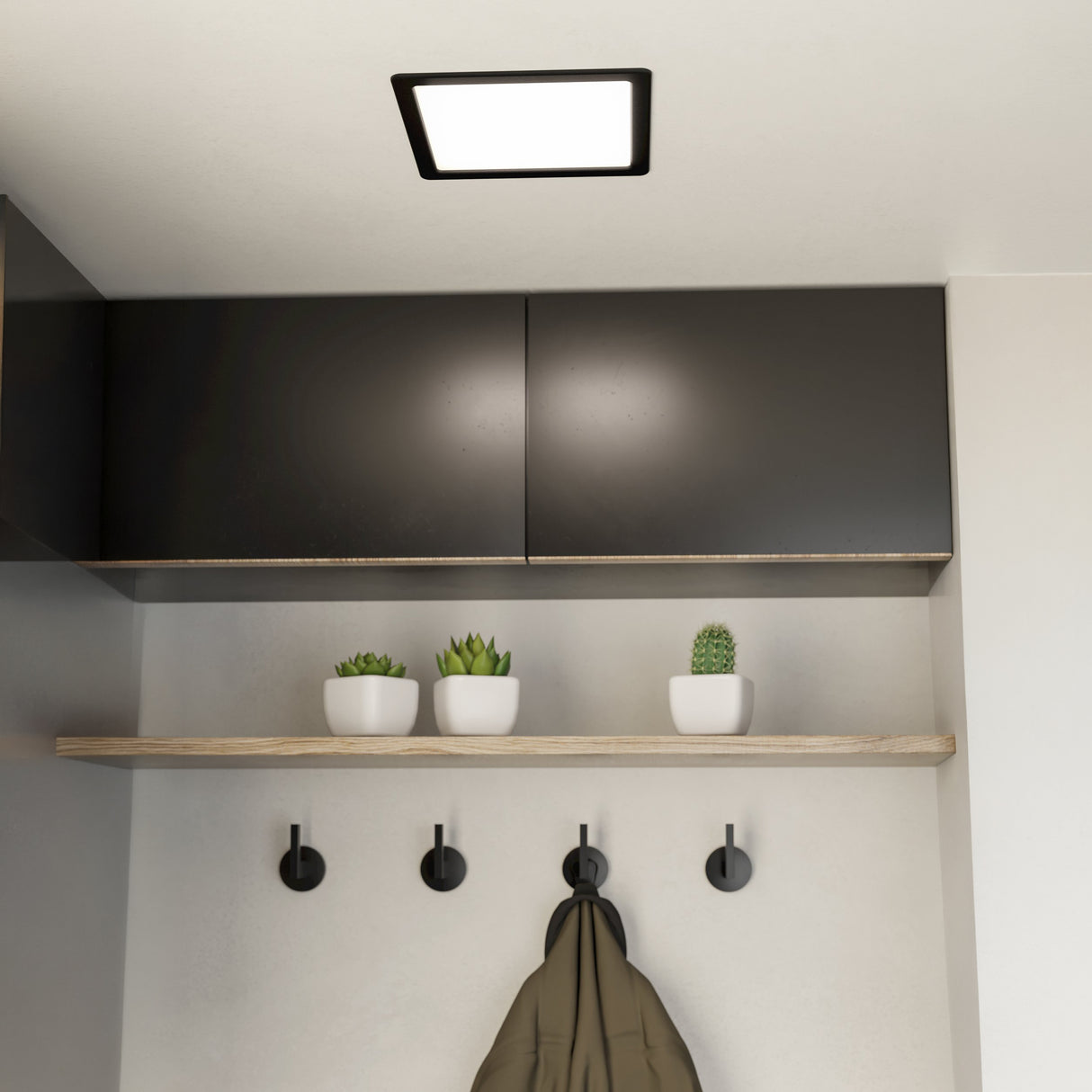 Eglo EU FUEVA?5 LED Recessed Light – Black Steel, Neutral White, Square Ceiling Downlight, Indoor Lighting