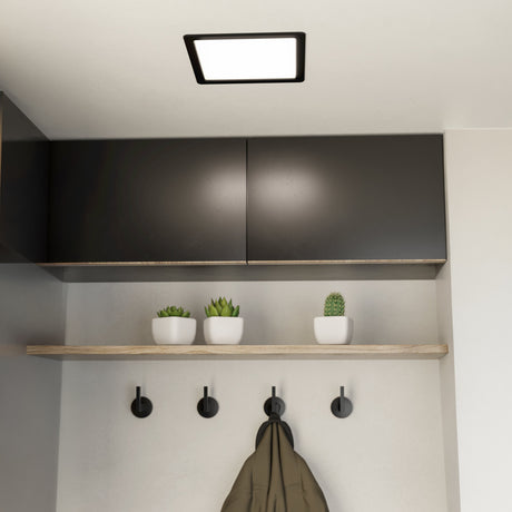Eglo EU FUEVA?5 LED Recessed Light – Black Steel, Neutral White, Square Ceiling Downlight, Indoor Lighting