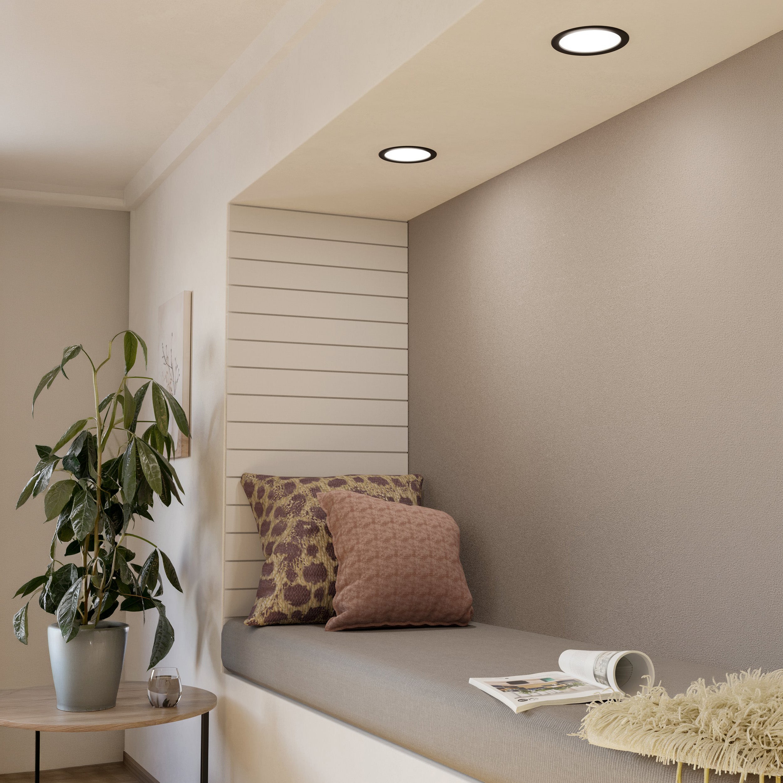 Eglo EU Fueva 5 LED Round Black Steel Bathroom Recessed Light, 16.6cm, 4000K product image - Endon Lighting from First Light Direct with great prices and fast UK delivery