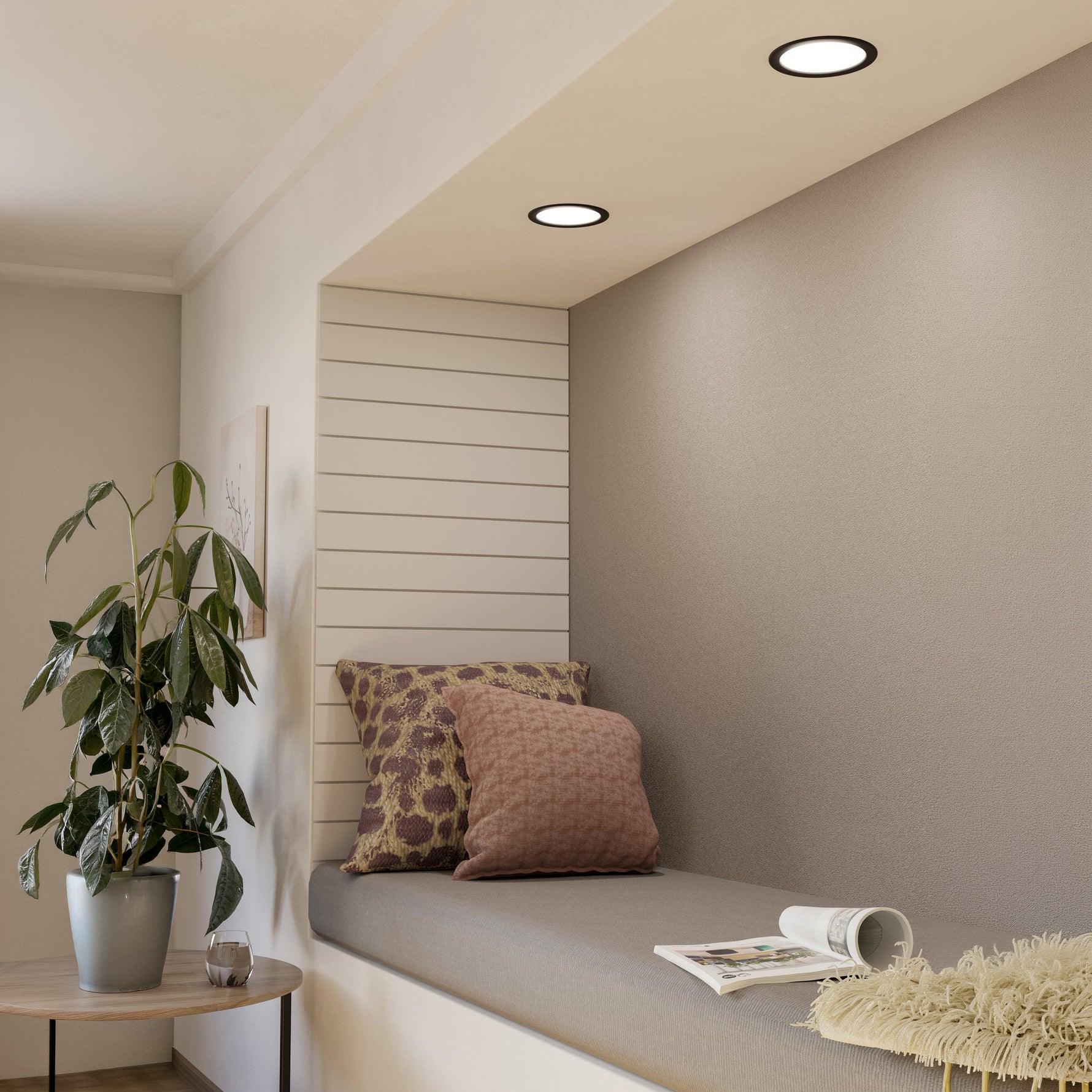 Eglo EU Fueva 5 LED Round Black Steel Bathroom Recessed Light, 16.6cm, 4000K product image - Endon Lighting from First Light Direct with great prices and fast UK delivery