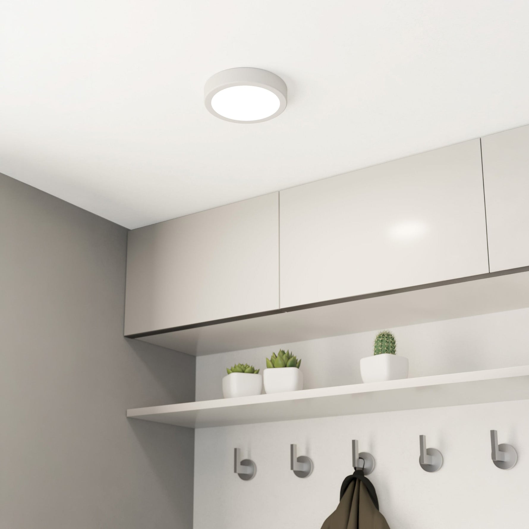 Eglo EU Fueva 5 LED Round Satin Nickel Steel Surface-Mounted Light, 16cm, 3000K product image - Endon Lighting from First Light Direct with great prices and fast UK delivery