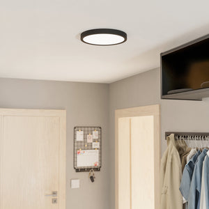 Eglo EU FUEVA?5 Surface?Mounted LED Ceiling Light – Black Steel with White Diffuser, Warm White, Indoor Lighting