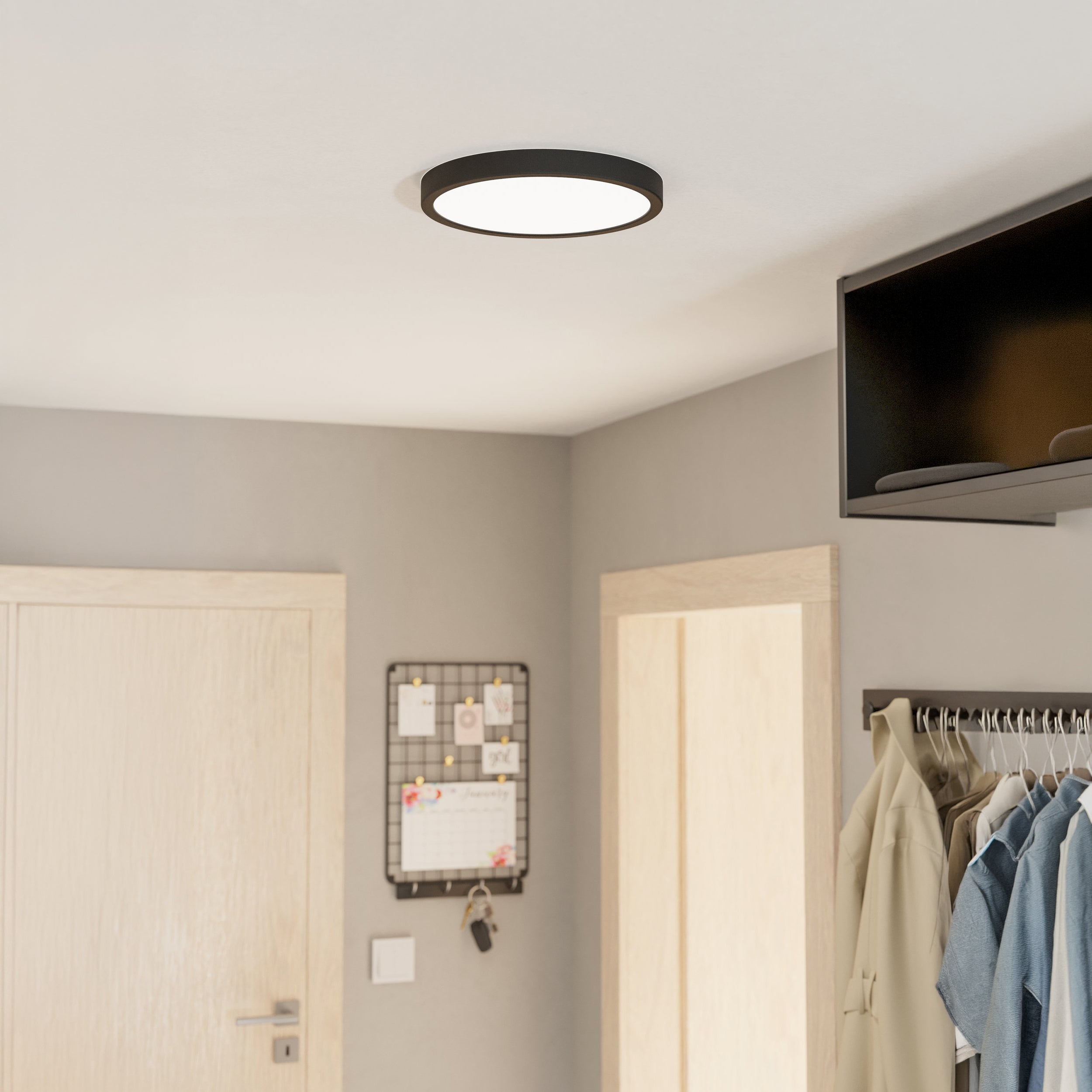 Eglo EU FUEVA?5 Surface?Mounted LED Ceiling Light – Satin Nickel Steel, Dimmable, Warm White, Indoor Lighting product image - Endon Lighting from First Light Direct with great prices and fast UK delivery