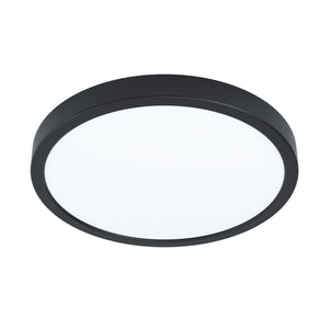 Eglo EU FUEVA?5 Surface?Mounted LED Ceiling Light – Black Steel with White Diffuser, Warm White, Indoor Lighting