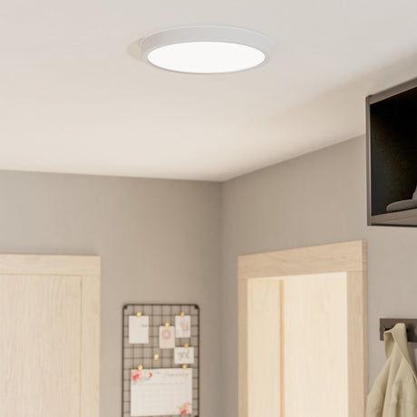 Eglo EU FUEVA?5 Surface?Mounted LED Ceiling Light – White Steel, Round, Neutral White, Indoor Lighting