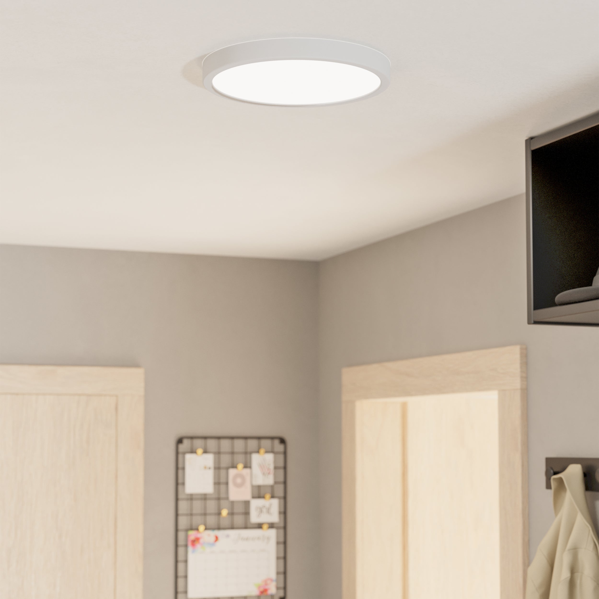 Eglo EU FUEVA?5 Surface?Mounted LED Ceiling Light – Satin Nickel Steel, Round, Neutral White, Indoor Lighting product image - Endon Lighting from First Light Direct with great prices and fast UK delivery