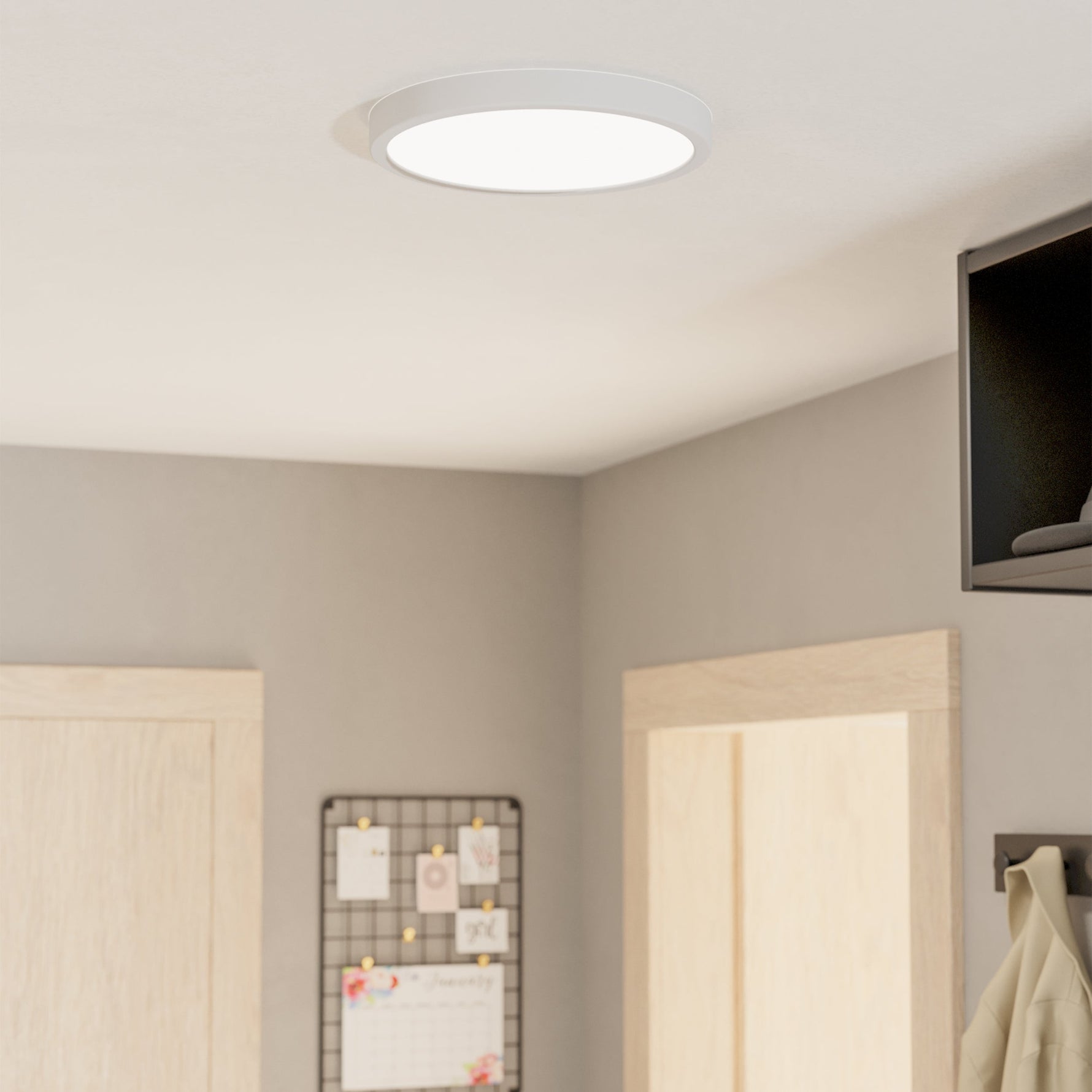 Eglo EU FUEVA?5 Surface?Mounted LED Ceiling Light – Satin Nickel Steel, Round, Neutral White, Indoor Lighting product image - Endon Lighting from First Light Direct with great prices and fast UK delivery