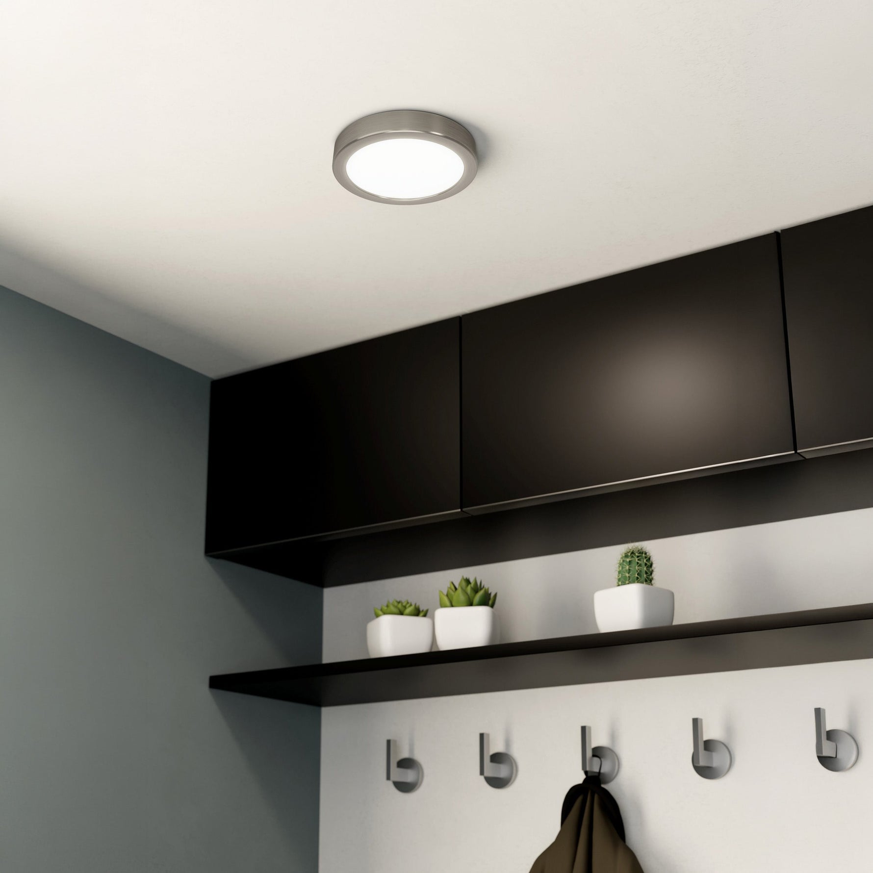 Eglo EU Fueva 5 LED Round Black Steel Surface-Mounted Light, 16cm, 4000K product image - Endon Lighting from First Light Direct with great prices and fast UK delivery