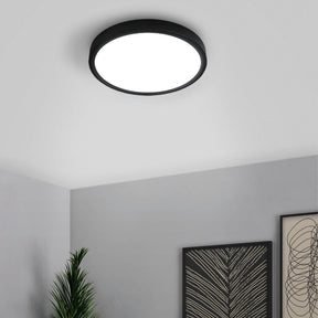 Eglo EU FUEVA?5 Surface?Mounted LED Ceiling Light – Black Steel, Round, Neutral White, Indoor Lighting