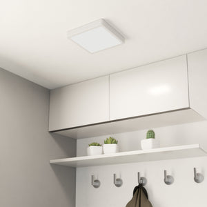 Eglo EU FUEVA?5 LED Surface?Mounted Light – White Steel, Warm White, Square Ultra?Slim Ceiling Light, Indoor Lighting
