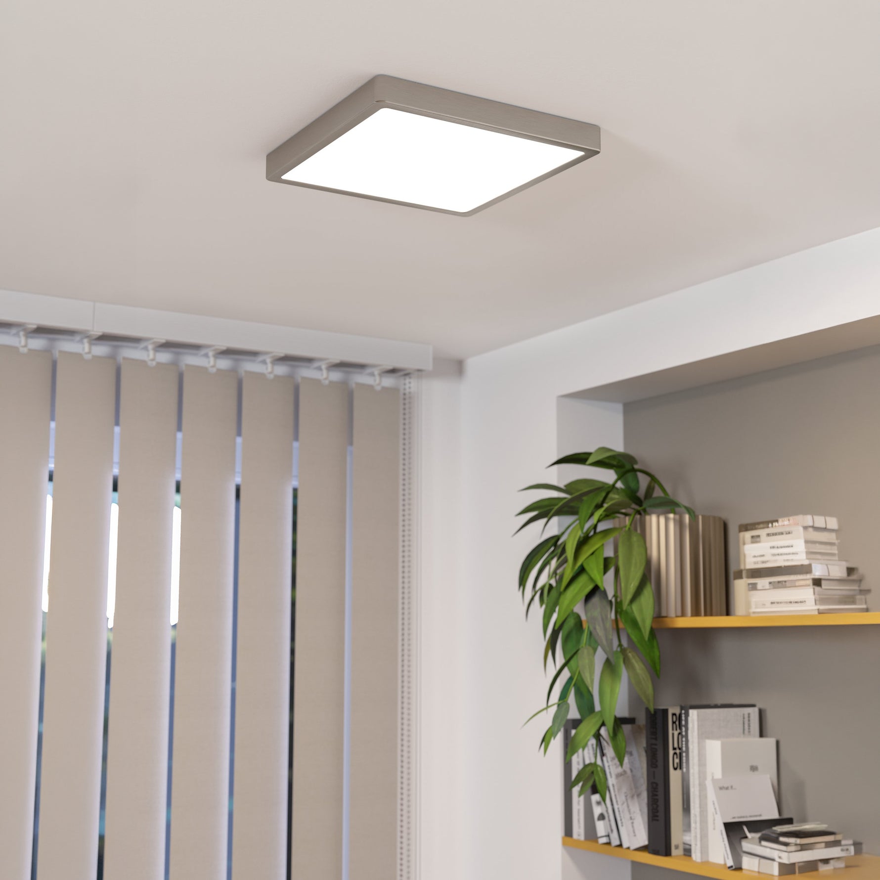 Eglo EU FUEVA?5 Surface?Mounted LED Ceiling Light – Satin Nickel Steel, Square, Warm White, Indoor Lighting product image - Endon Lighting from First Light Direct with great prices and fast UK delivery