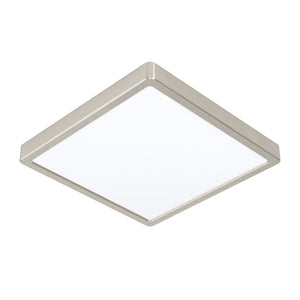 Eglo EU FUEVA?5 Surface?Mounted LED Ceiling Light – Satin Nickel Steel, Square, Warm White, Indoor Lighting