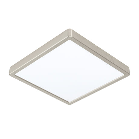 Eglo EU FUEVA?5 Surface?Mounted LED Ceiling Light – Satin Nickel Steel, Square, Warm White, Indoor Lighting