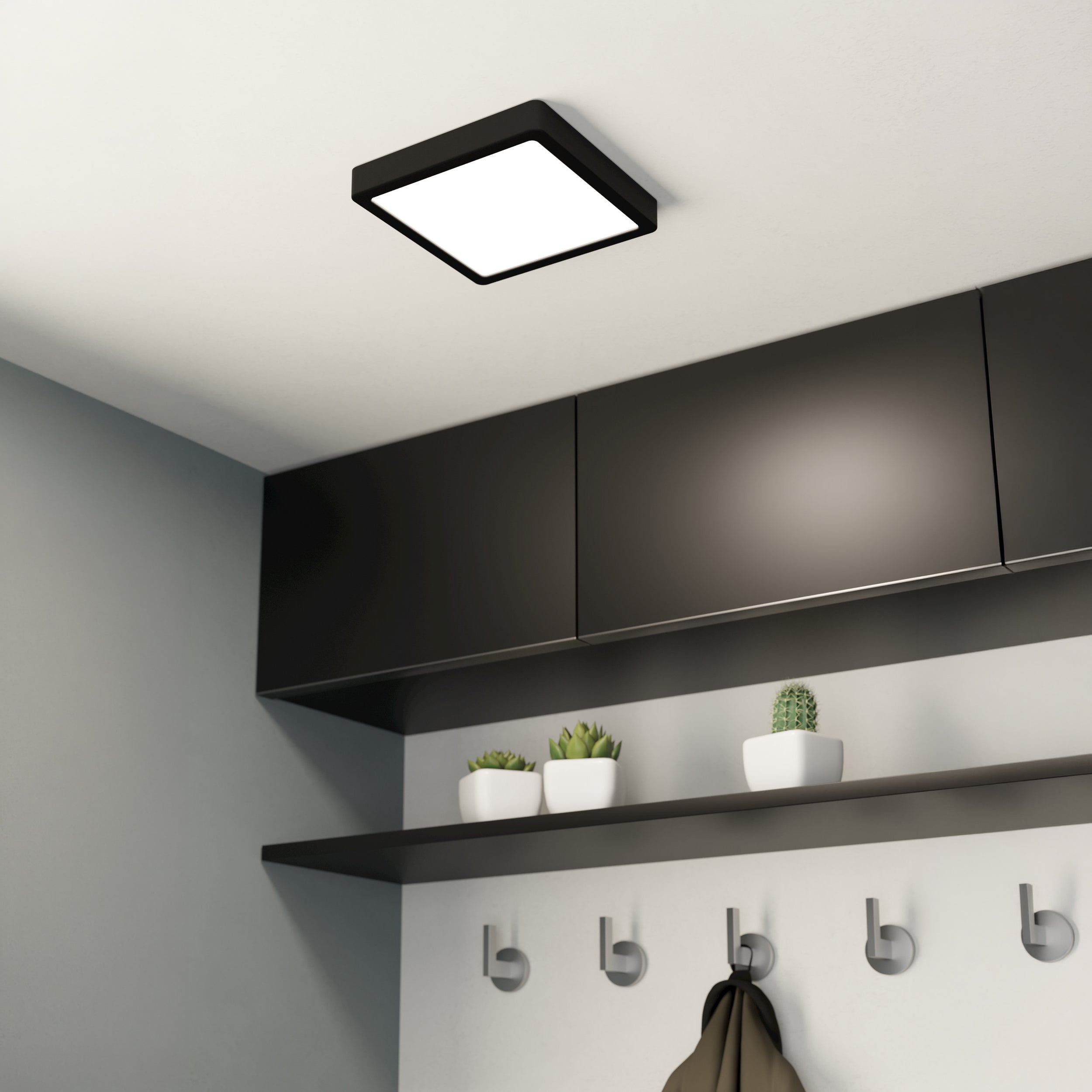 Eglo EU FUEVA?5 LED Surface?Mounted Light – Satin Nickel Steel, Neutral White, Square Ceiling Light, Indoor Lighting product image - Endon Lighting from First Light Direct with great prices and fast UK delivery