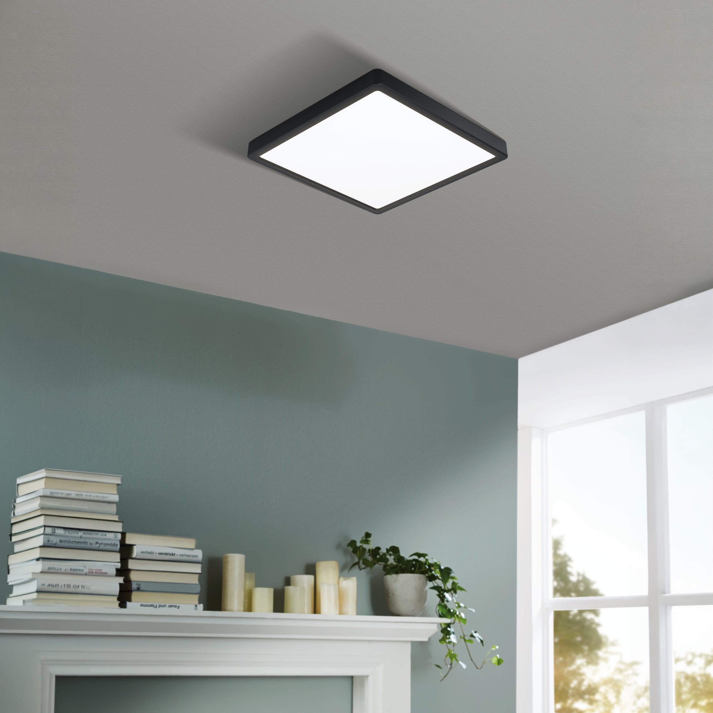 Eglo EU FUEVA?5 Surface?Mounted LED Ceiling Light – White Steel, Square, Neutral White, Indoor Lighting product image - Endon Lighting from First Light Direct with great prices and fast UK delivery
