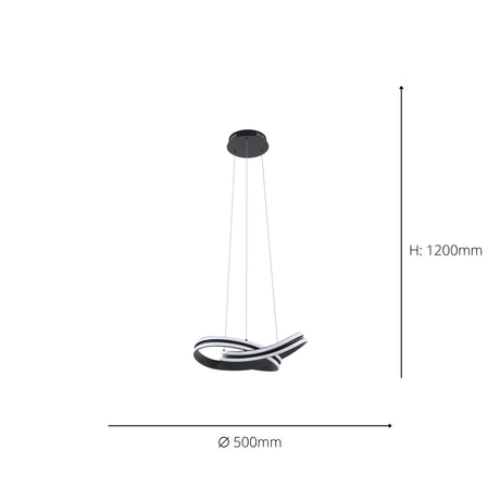 Eglo EU CORREDERA LED Pendant Light – Black Finish, Integrated LED, Warm White 3000K, 500mm Indoor Pendant Light