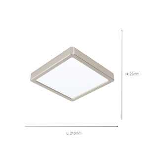Eglo EU FUEVA?5 LED Surface?Mounted Light – Satin Nickel Steel, Neutral White, Square Ceiling Light, Indoor Lighting