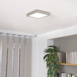 Eglo EU FUEVA?5 LED Surface?Mounted Light – Satin Nickel Steel, Neutral White, Square Ceiling Light, Indoor Lighting