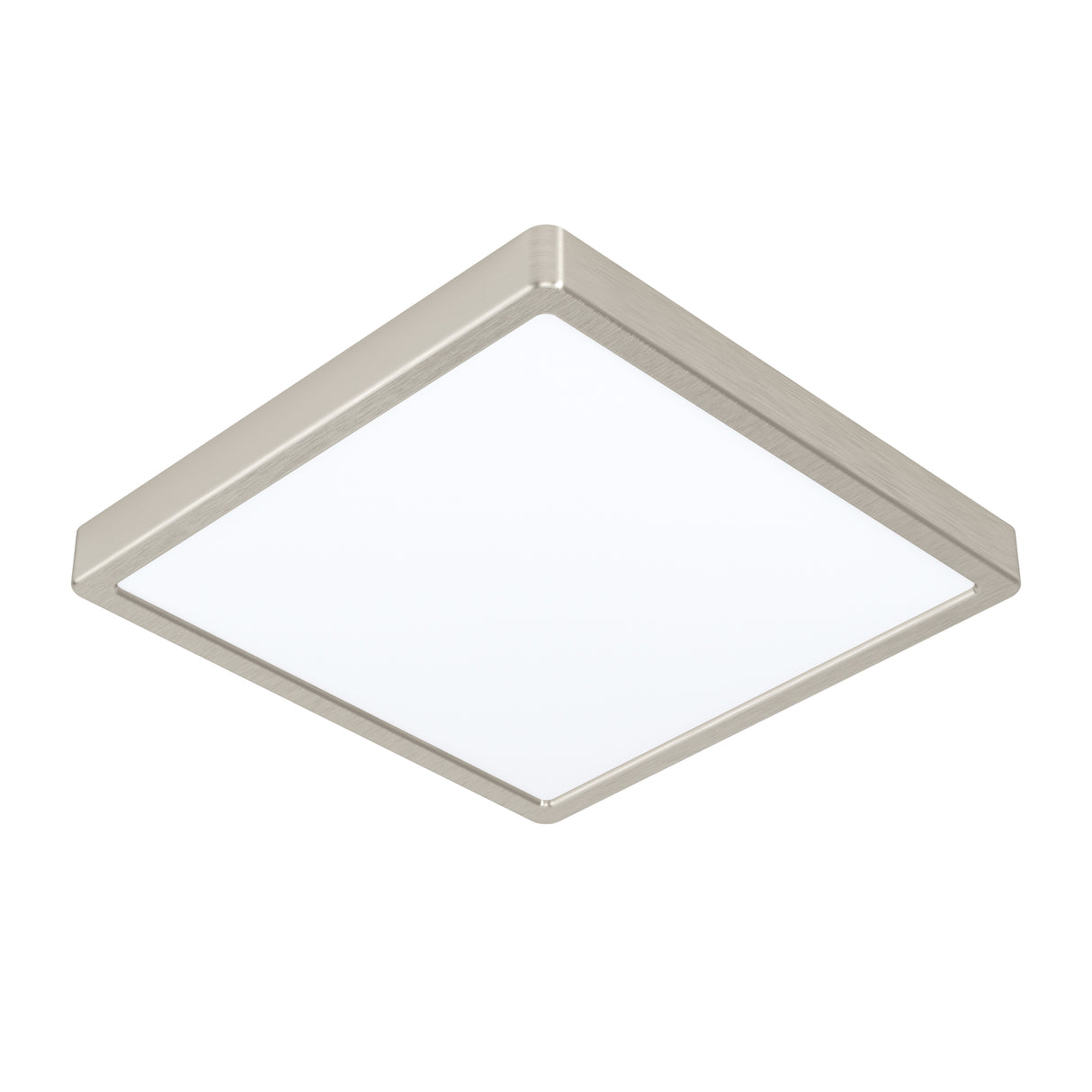 Eglo EU FUEVA?5 Surface?Mounted LED Ceiling Light – Satin Nickel Steel, Square, Neutral White, Indoor Lighting