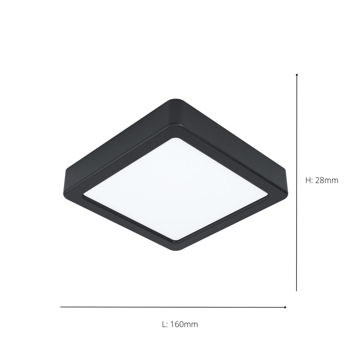 Eglo EU Fueva 5 LED Square Black Steel Surface-Mounted Light, 16cm, 4000K