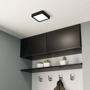 Eglo EU Fueva 5 LED Square Black Steel Surface-Mounted Light, 16cm, 4000K
