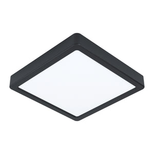 Eglo EU FUEVA?5 LED Surface?Mounted Light – Black Steel, Neutral White, Square Ultra?Slim Ceiling Light, Indoor Lighting