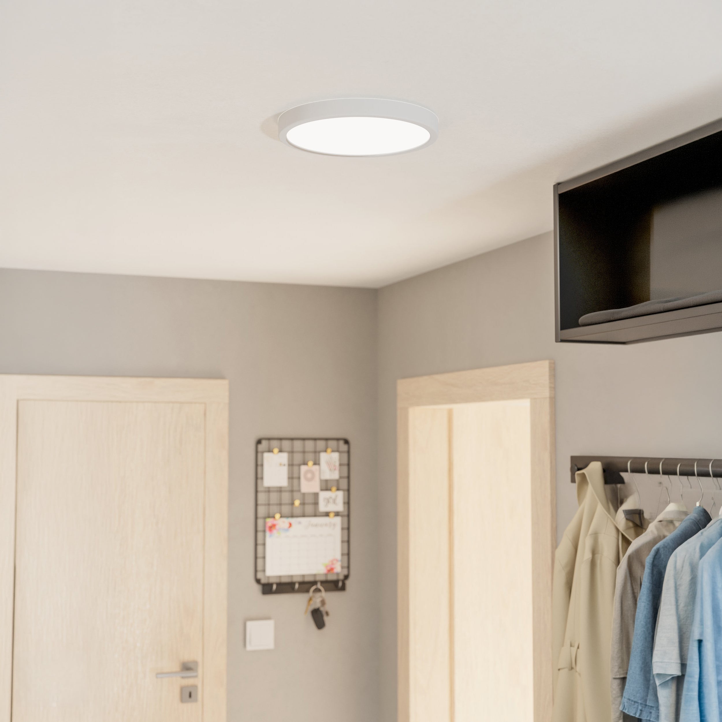Eglo EU FUEVA?5 Bathroom LED Ceiling Light – Black Steel, Round, Warm White, Indoor Lighting