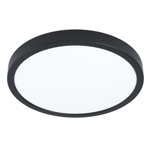 Eglo EU FUEVA?5 Surface?Mounted LED Ceiling Light – Black Steel, Round, Dimmable Warm White, Indoor Lighting