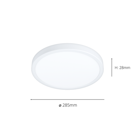 Eglo EU FUEVA?5 Bathroom LED Ceiling Light – White Steel, Round, Warm White, Indoor Lighting