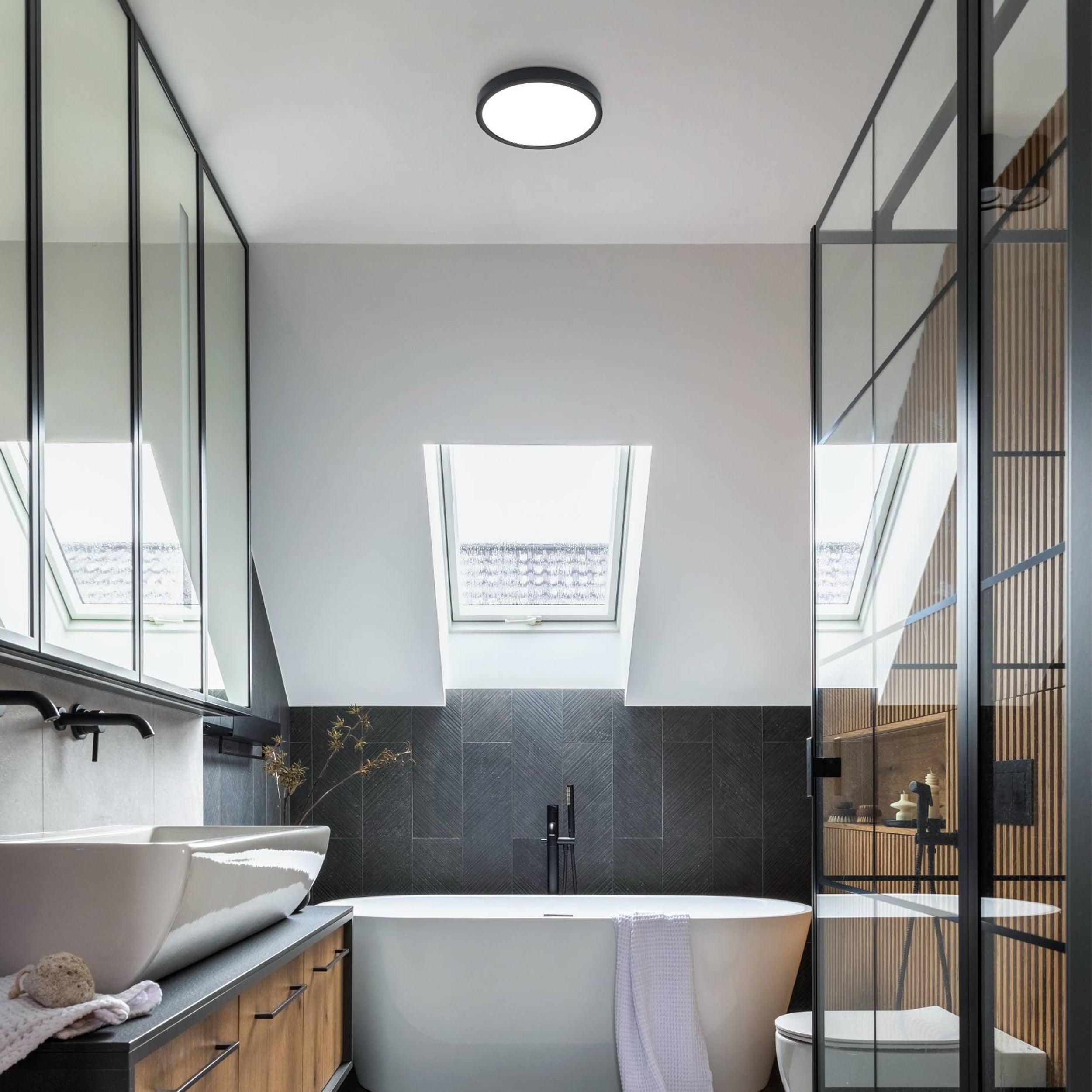Eglo EU FUEVA?5 Bathroom LED Ceiling Light – White Steel, Square, Warm White, Indoor Lighting
