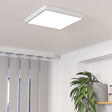 Eglo EU FUEVA?5 Bathroom LED Ceiling Light – White Steel, Square, Warm White, Indoor Lighting