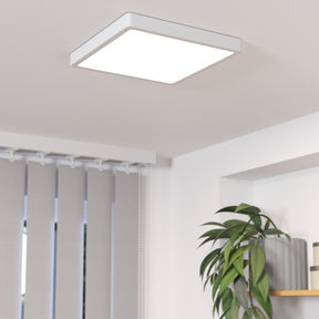 Eglo EU FUEVA?5 Bathroom LED Ceiling Light – White Steel, Square, Warm White, Indoor Lighting