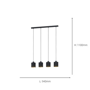 Eglo EU Esteperra 4-Light Black And Gold Cut-Out Single Pendant