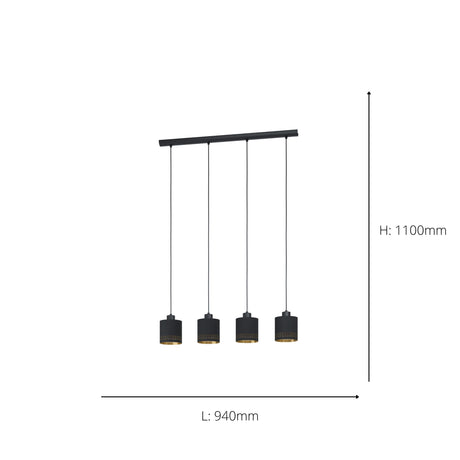 Eglo EU Esteperra 4-Light Black And Gold Cut-Out Single Pendant