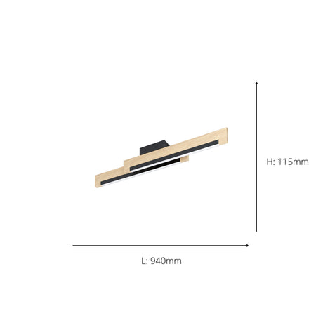 Eglo EU Camacho Steel & Wood LED Ceiling Light