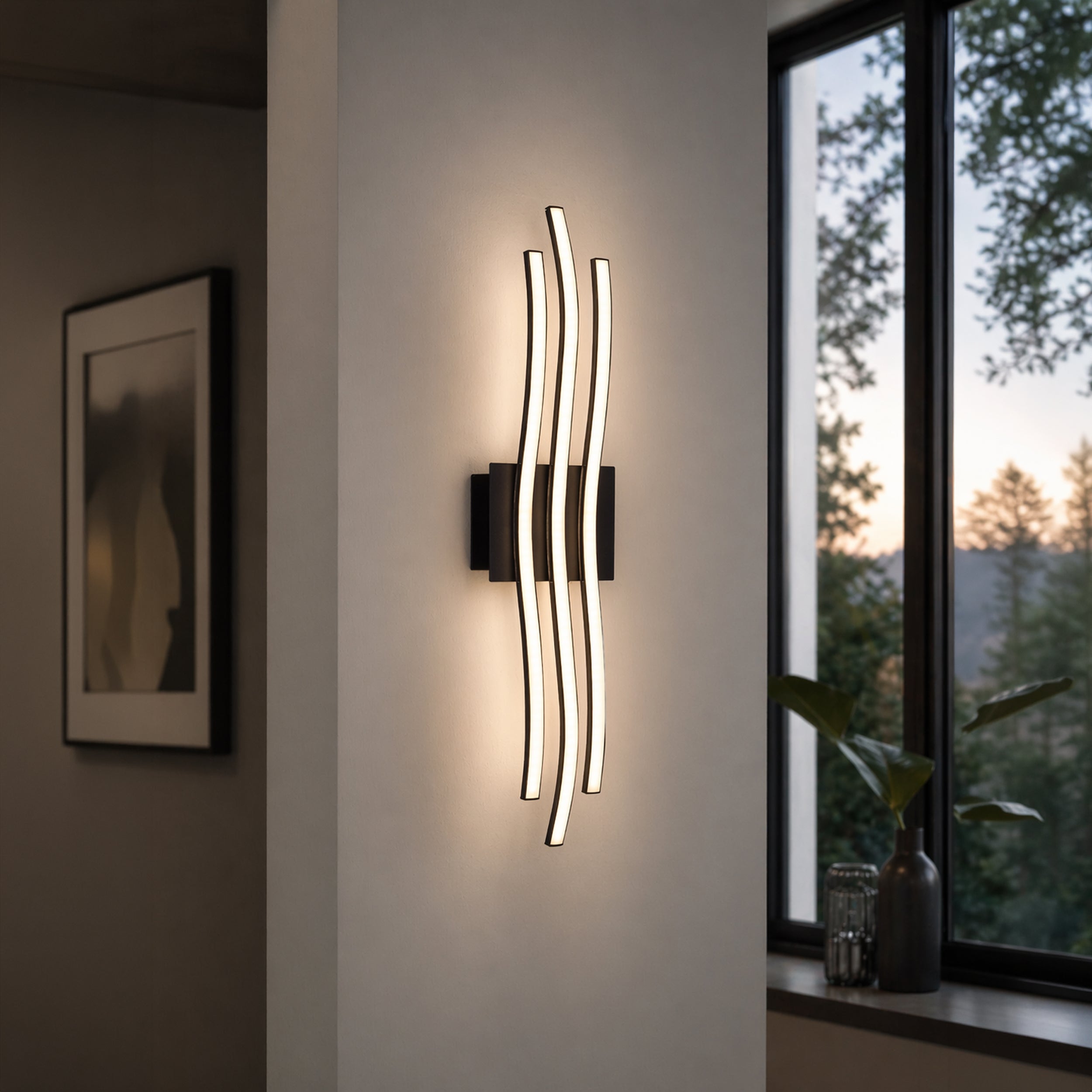Eglo EU Calnova Satin Nickel & Glass Bathroom Wall Light