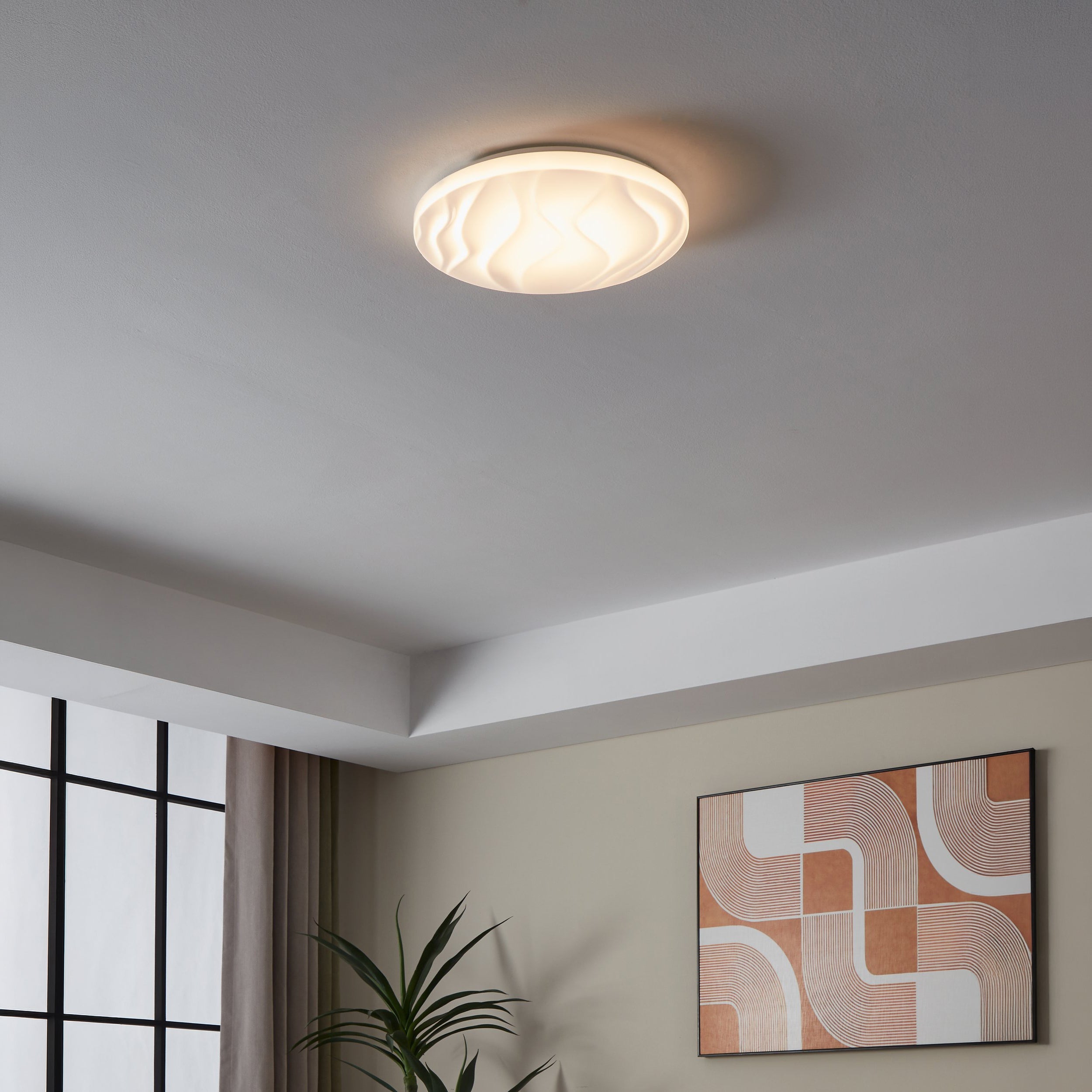 Eglo EU Frania-S Plastic With Crystal Effect LED Ceiling Light product image - Endon Lighting from First Light Direct with great prices and fast UK delivery