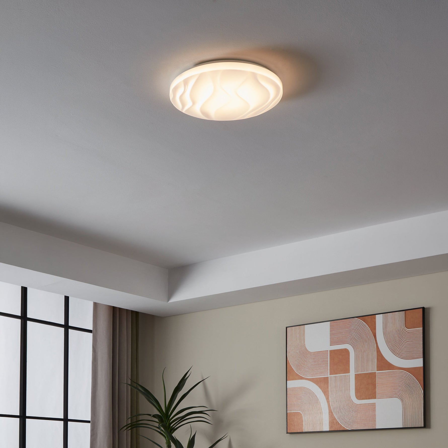Eglo EU Frania-S Plastic With Crystal Effect LED Ceiling Light product image - Endon Lighting from First Light Direct with great prices and fast UK delivery