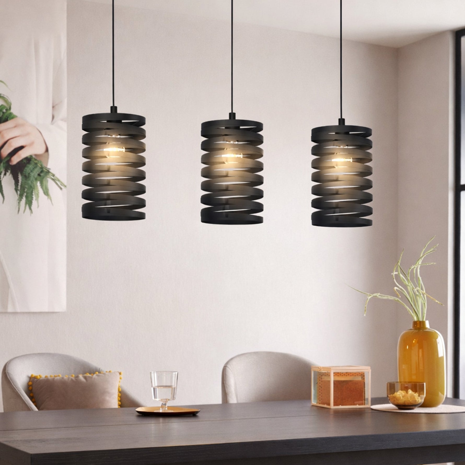 Eglo EU Ariscani Smoked Black Glass 10-Light Pendant