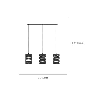 Eglo EU Cremella Black Steel Modern 3-Light Pendant