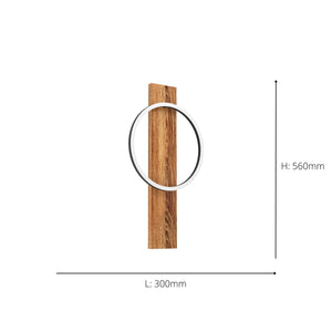 Eglo EU Boyal Brown Rustic Wood Black Single Frame LED Wall Light